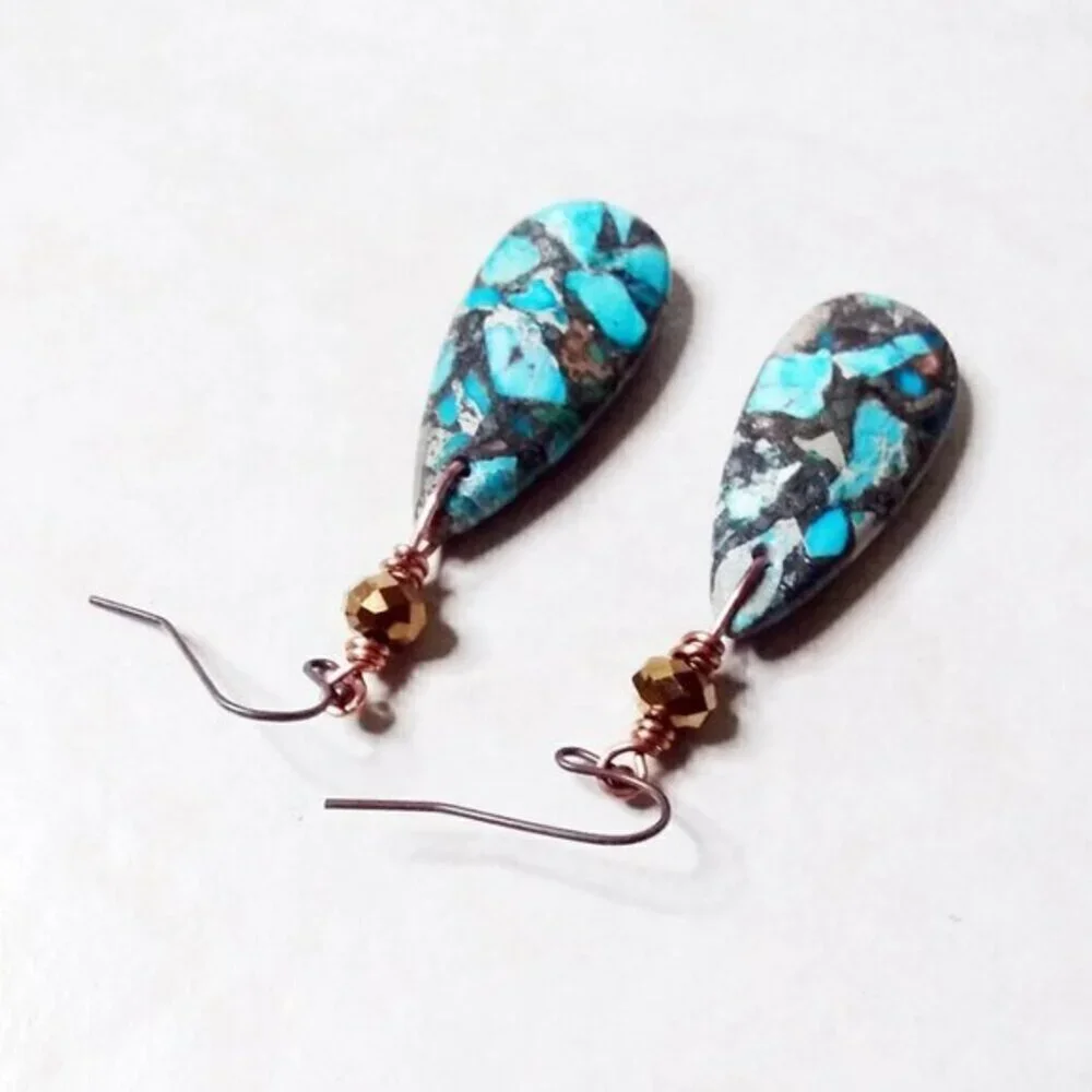 Sea Sediment Jasper! X-Large Teardrop Earrings - SouthWestern + Costal Cowgirl - Picture 3 of 8